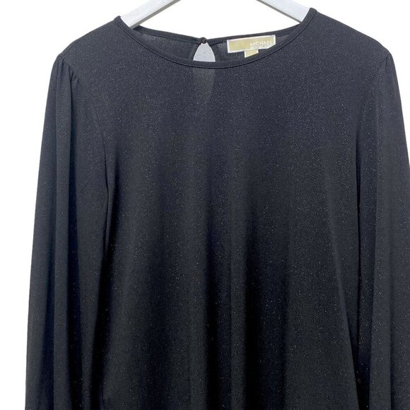MICHAEL Michael Kors Black Sparkle Top M/L Womens Stretch Jersey Evening Top - Picture 2 of 7